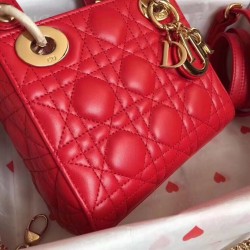 Dior Mini Lady Dior Bag In Red Lambskin 600