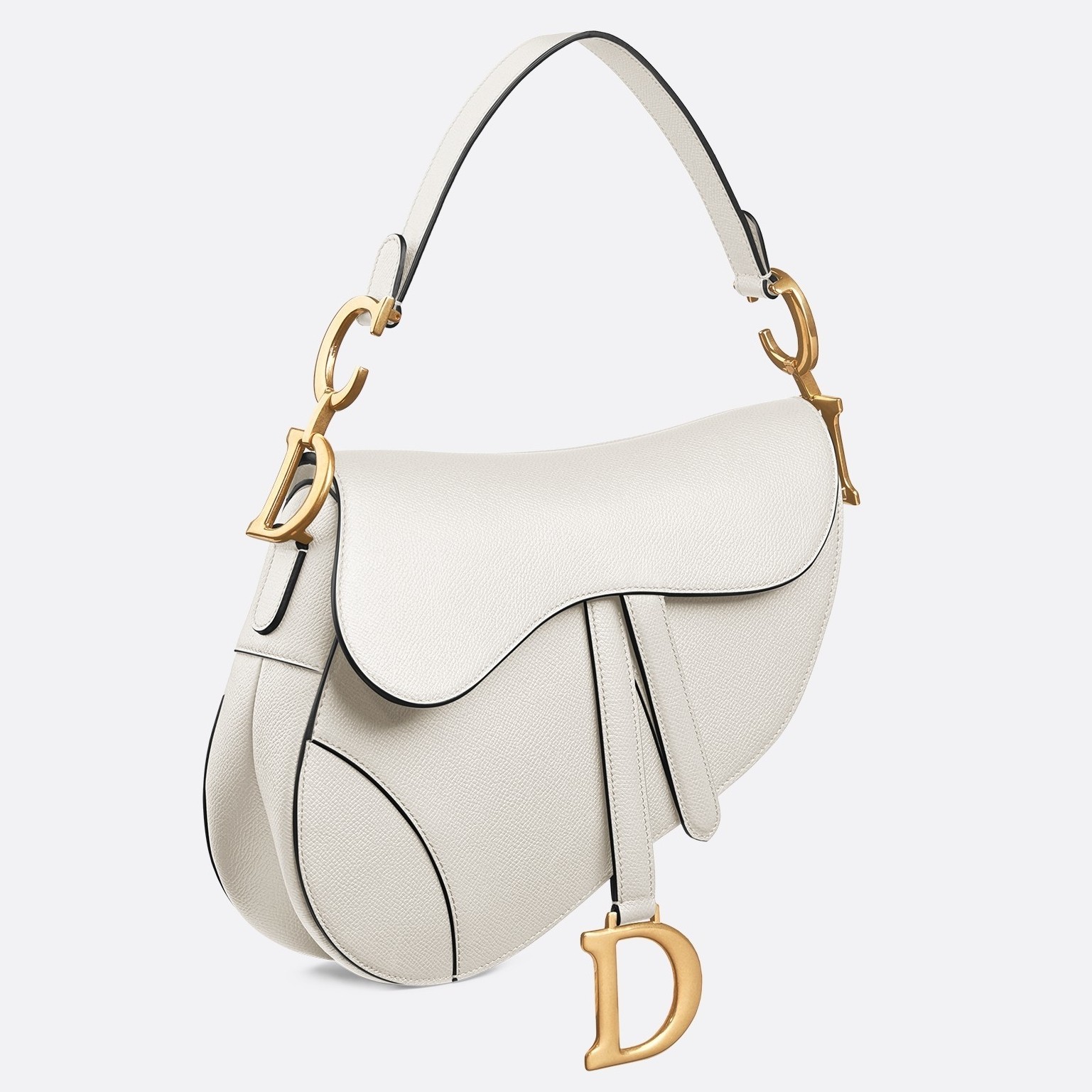 Dior Saddle Bag In White Grained Calfskin 328