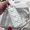 Dior Mini Lady Dior Bag In White Lambskin 704