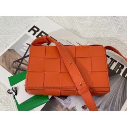 Bottega Veneta Cassett Bag In Orange Intrecciato Lambskin 291