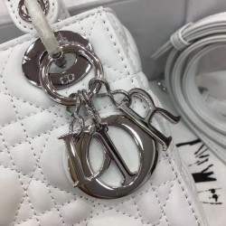 Dior Mini Lady Dior Bag In White Lambskin 704