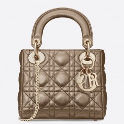 Dior Mini Lady Dior Bag In Gold Metallic Calfskin 710