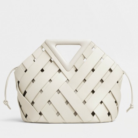 Bottega Veneta Medium Point Bag In White Intrecciato Leather 028