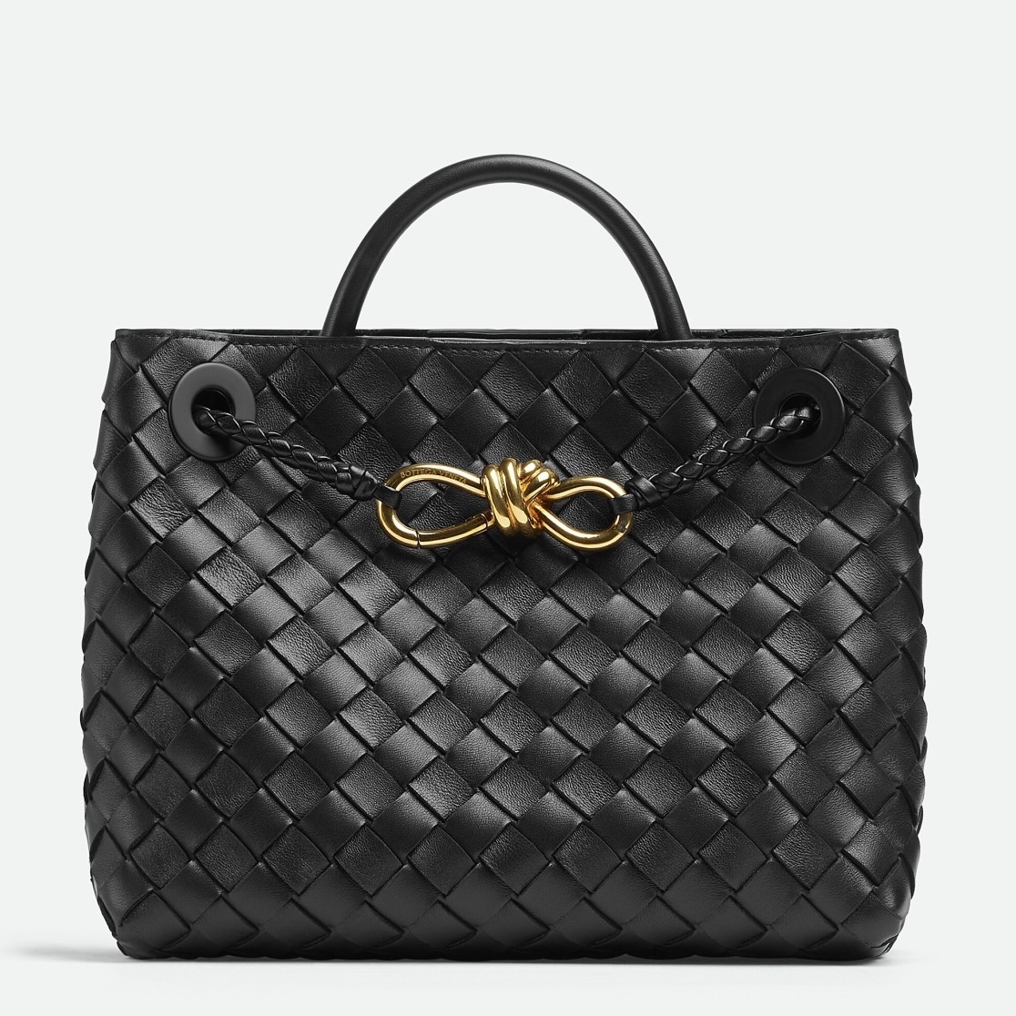 Bottega Veneta Small Andiamo Bag In Black Intrecciato Lambskin 300