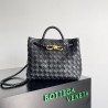 Bottega Veneta Small Andiamo Bag In Black Intrecciato Lambskin 300