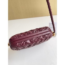 Bottega Veneta Knot Minaudiere On Strap In Barolo Foulard Intreccio Leather 541