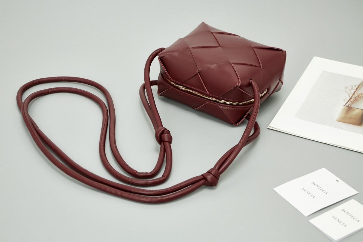 Bottega Veneta Mini Cassette Camera Bag In Bordeaux Lambskin 926