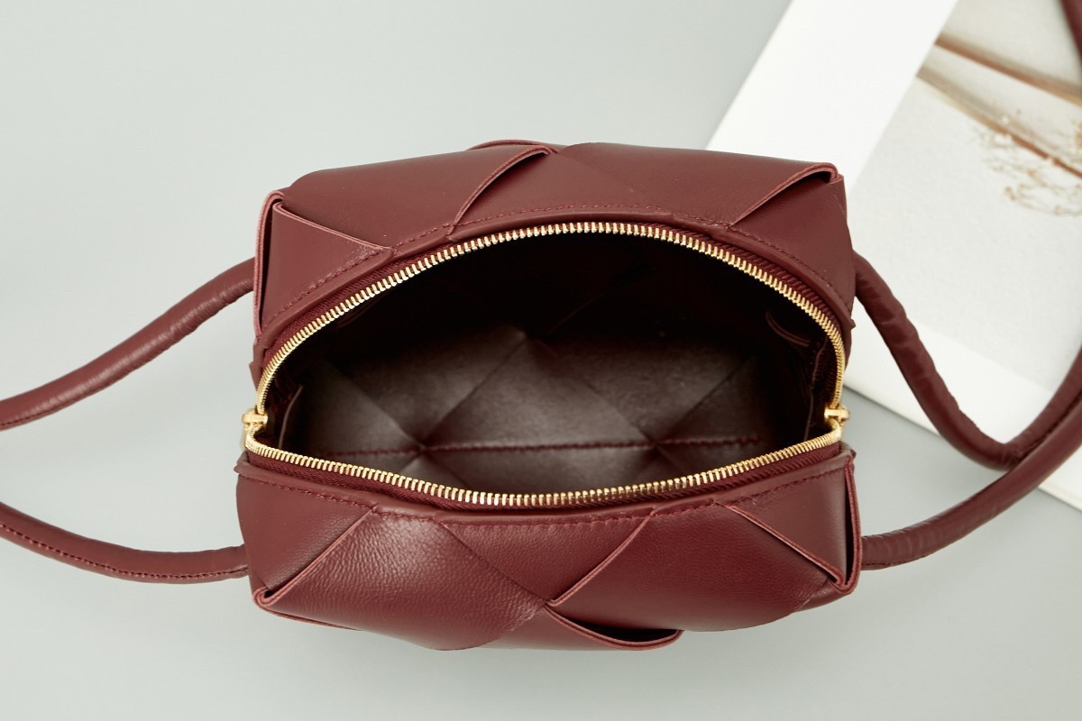 Bottega Veneta Mini Cassette Camera Bag In Bordeaux Lambskin 926