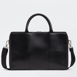 Bottega Veneta Arco Briefcase In Black Intreccio Calfskin 211