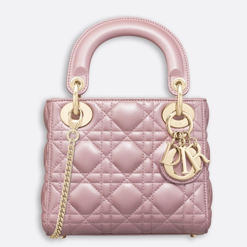 Dior Mini Lady Dior Bag In Lotus Pearly Lambskin 243