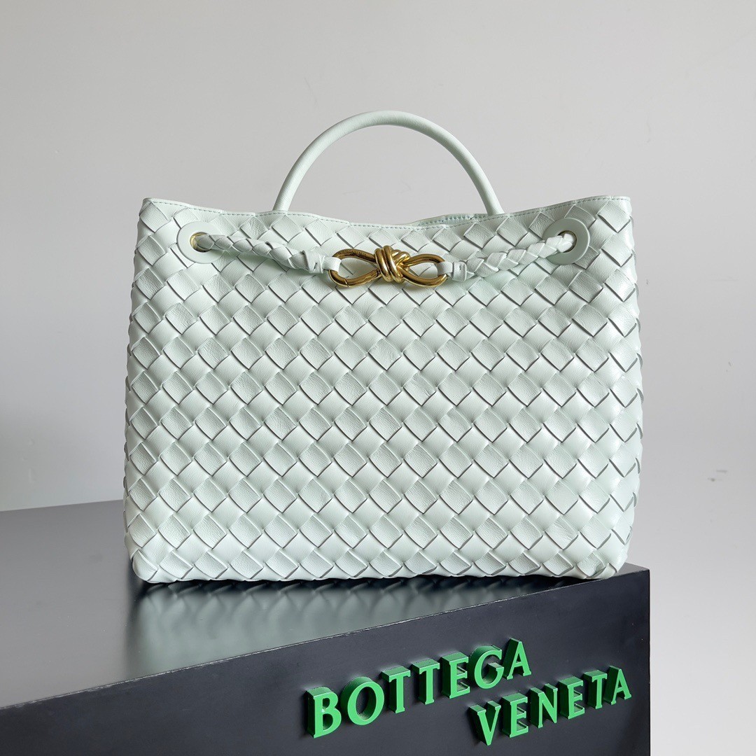 Bottega Veneta Andiamo Medium Bag In Glacier Intrecciato Lambskin 669