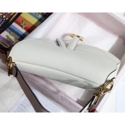 Dior Saddle Bag In White Grained Calfskin 328