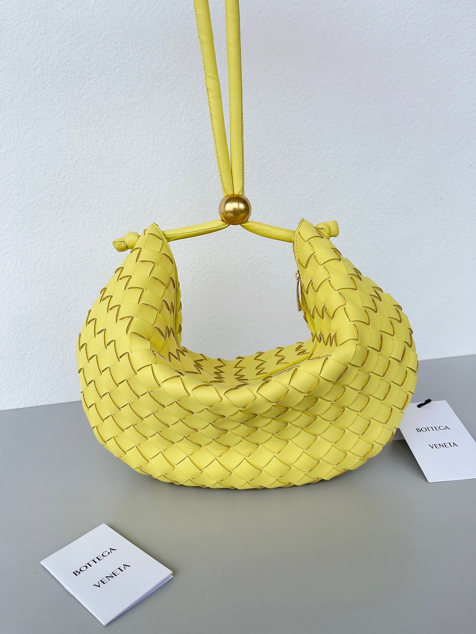 Bottega Veneta Turn Bag In Yellow Intrecciato Lambskin 047