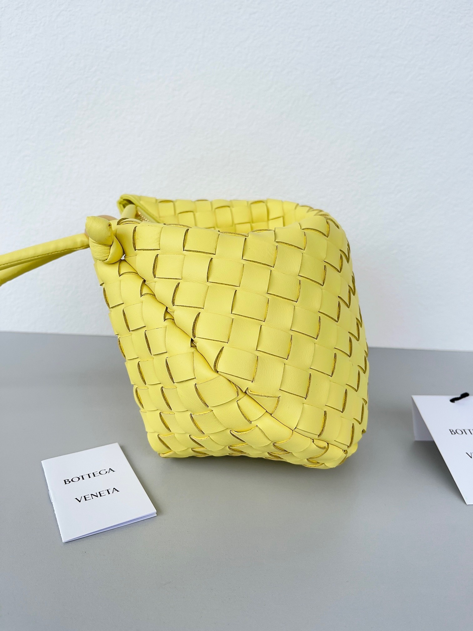 Bottega Veneta Turn Bag In Yellow Intrecciato Lambskin 047