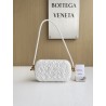 Bottega Veneta Knot Minaudiere On Strap In White Foulard Intreccio Leather 905