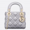 Dior Mini Lady Dior Bag In Grey Pearly Lambskin 360