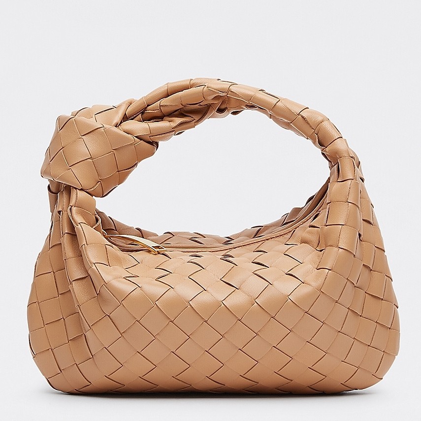 Bottega Veneta Mini BV Jodie Bag In Sandalwood Woven Leather 956