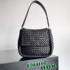 Bottega Veneta Cobble Small Bag in Black Intrecciato Leather 048