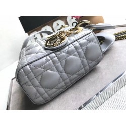 Dior Mini Lady Dior Bag In Grey Pearly Lambskin 360