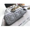 Dior Mini Lady Dior Bag In Grey Pearly Lambskin 360