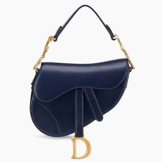 Dior Mini Saddle Bag In Blue Calfskin 400