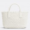 Bottega Veneta Mini Cabat Bag In White Intrecciato Lambskin 634