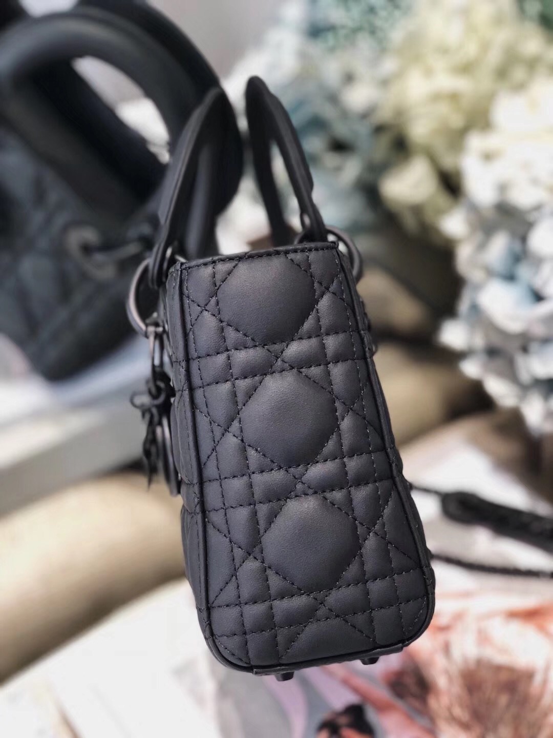 Dior Mini Lady Dior Bag In Black Ultra Matte Calfskin 476