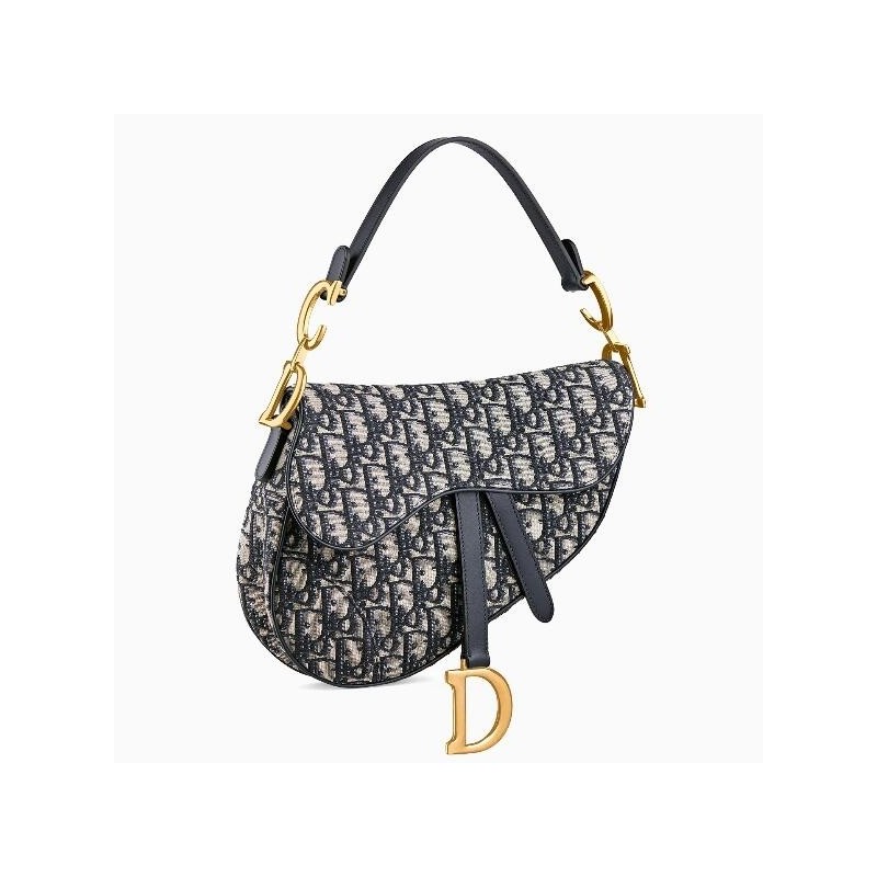 Dior Saddle Bag In Blue Oblique Jacquard Canvas 354