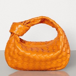 Bottega Veneta Mini BV Jodie Bag In Orange Woven Leather 007