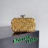 Bottega Veneta Knot Minaudiere Clutch in Gold Sequins Laminated Leather 184