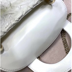 Dior Mini Lady Dior Chain Bag In White Wavy Crinkled Lambskin 120