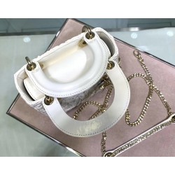 Dior Mini Lady Dior Chain Bag In White Wavy Crinkled Lambskin 120