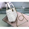 Dior Mini Lady Dior Chain Bag In White Wavy Crinkled Lambskin 120