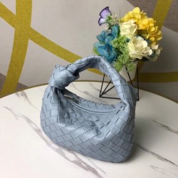 Bottega Veneta Mini BV Jodie Bag In Light Blue Woven Leather 981