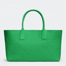 Bottega Veneta Cabat Medium Bag In Green Intrecciato Lambskin 810