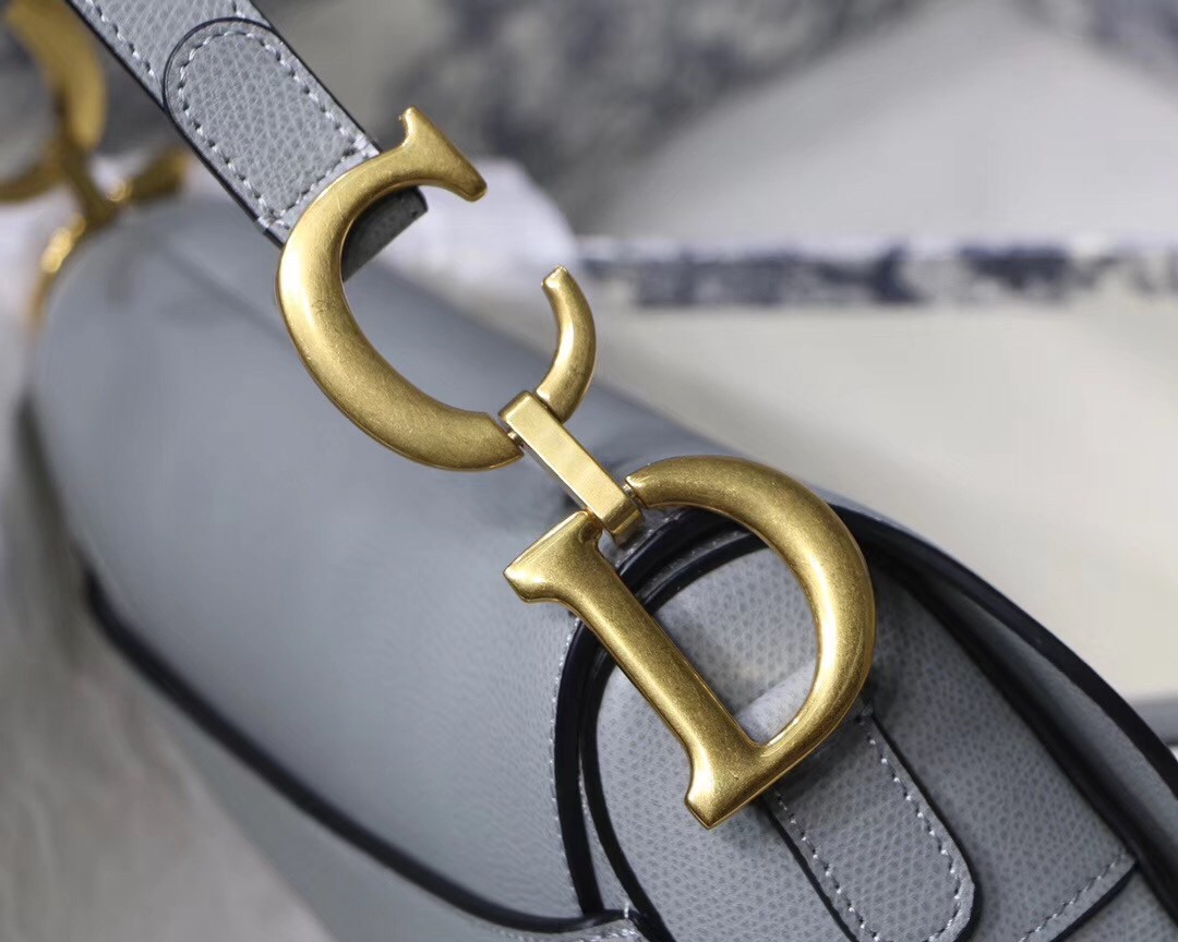 Dior Saddle Bag In Grey Grained Calfskin 002