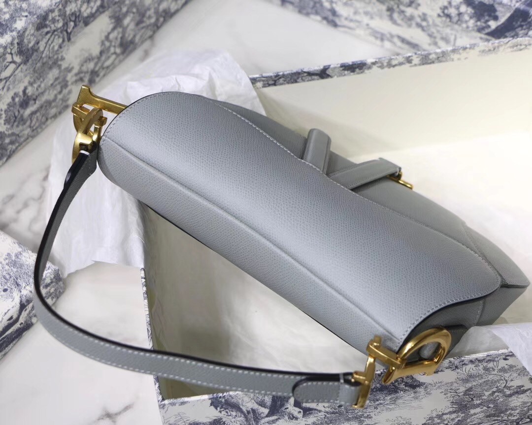 Dior Saddle Bag In Grey Grained Calfskin 002