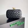 Bottega Veneta Knot Minaudiere Clutch In Black Foulard Intreccio Leather 664