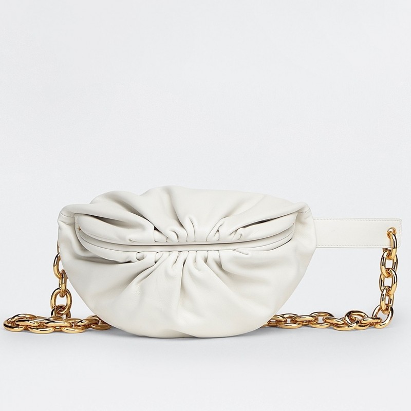 Bottega Veneta The Belt Chain Pouch In White Nappa Leather 707