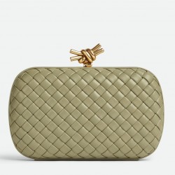 Bottega Veneta Knot Minaudiere Clutch In Travertine Intrecciato Lambskin 293