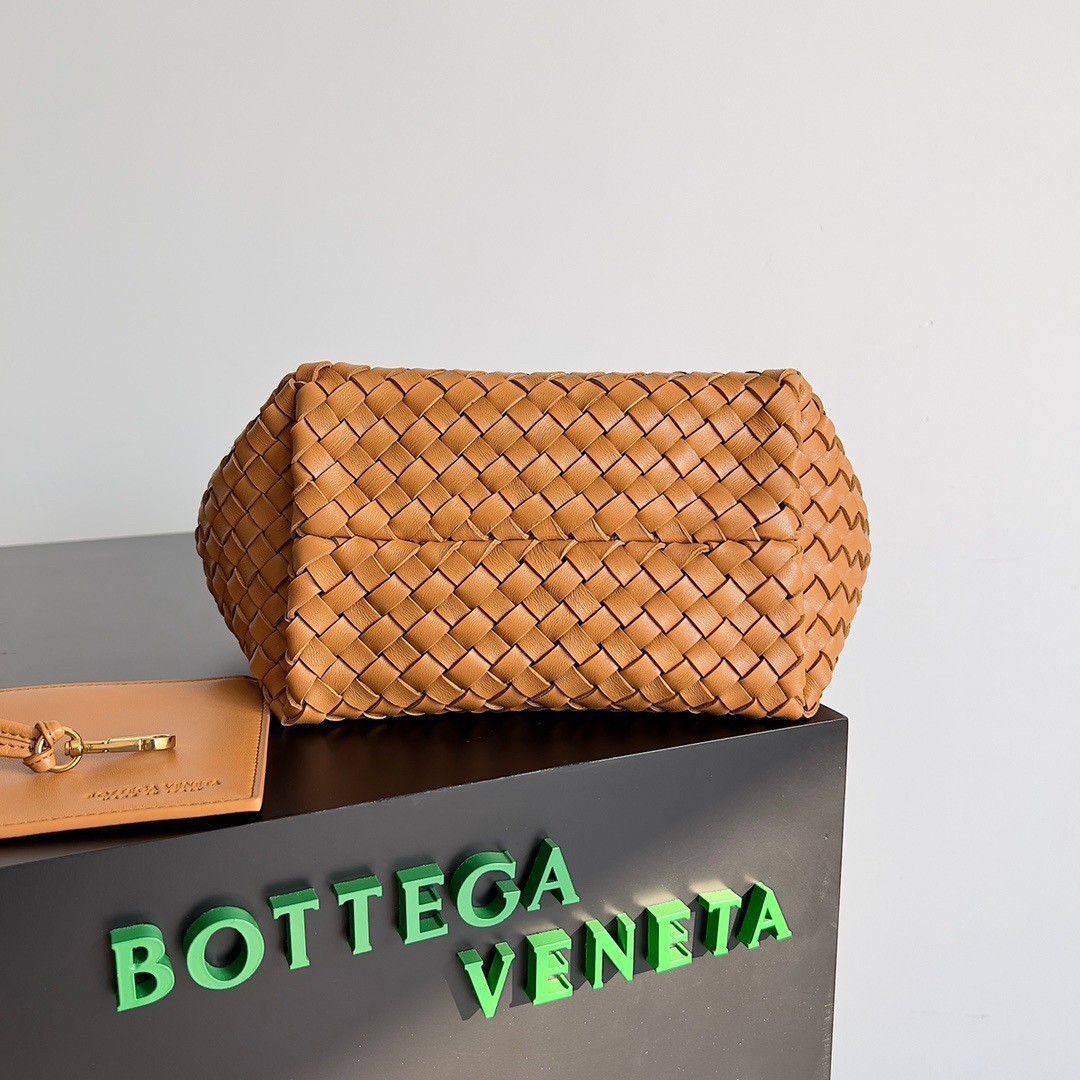 Bottega Veneta Mini Cabat Bag In Caramel Intrecciato Lambskin 436