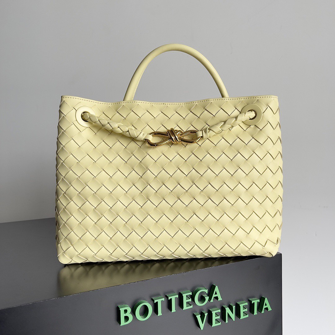 Bottega Veneta Medium Andiamo Bag In Ice Cream Intrecciato Lambskin 315