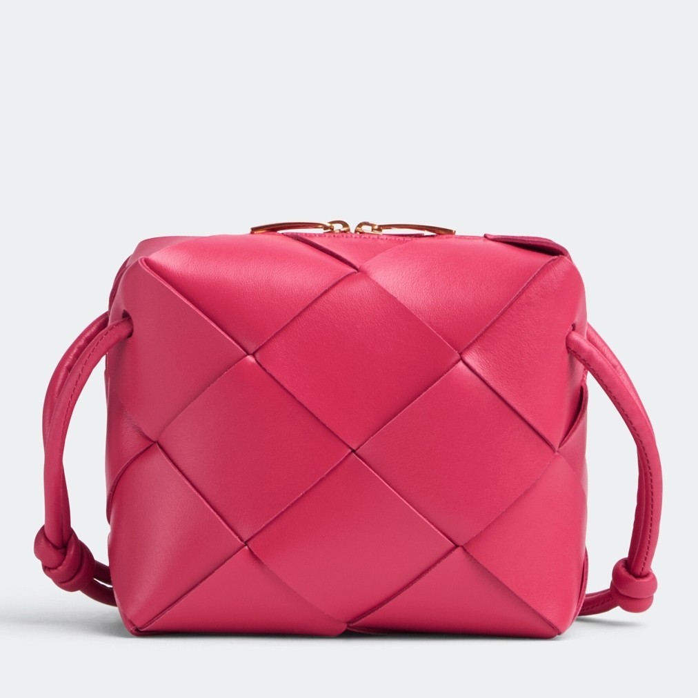 Bottega Veneta Mini Cassette Camera Bag In Cranberry Lambskin 839