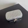 Bottega Veneta Knot Minaudiere Clutch In Silver Intreccio laminated Leather  612