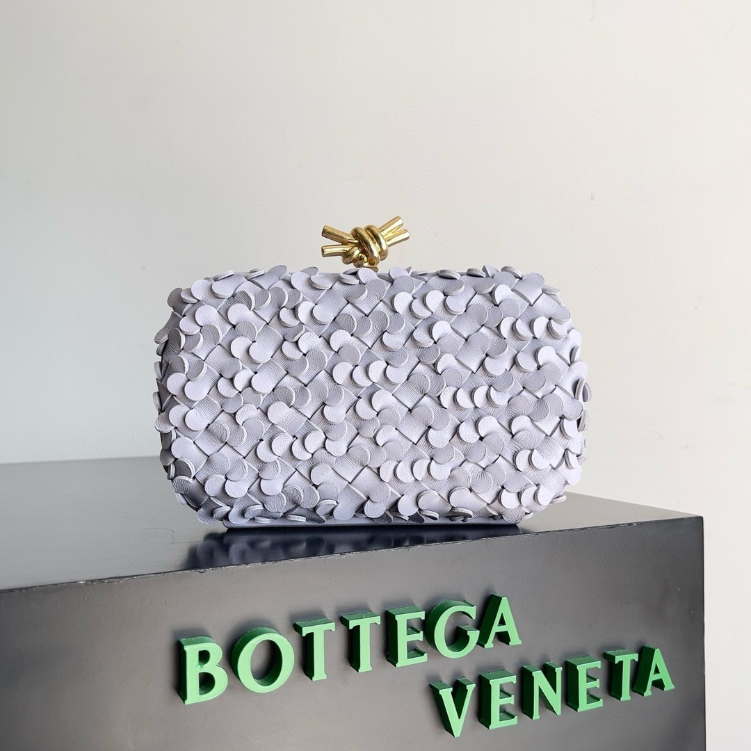 Bottega Veneta Knot Minaudiere Clutch in Oyster Sequins Lambskin 043