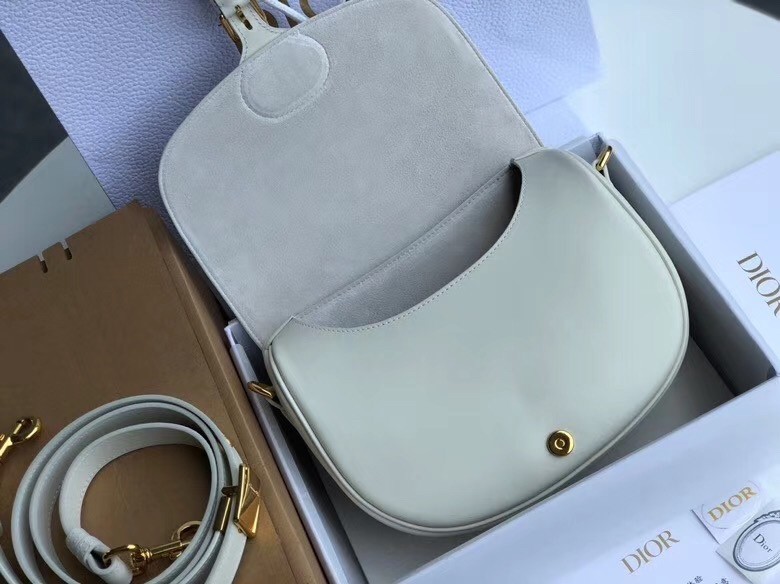 Dior Medium Bobby Bag In White Calfskin 473