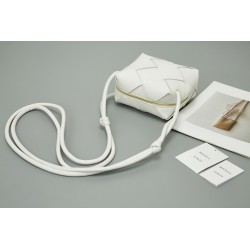 Bottega Veneta Mini Cassette Camera Bag In White Lambskin 284