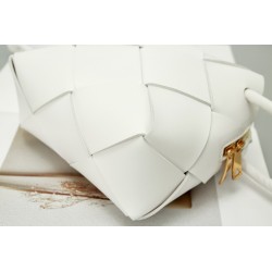 Bottega Veneta Mini Cassette Camera Bag In White Lambskin 284