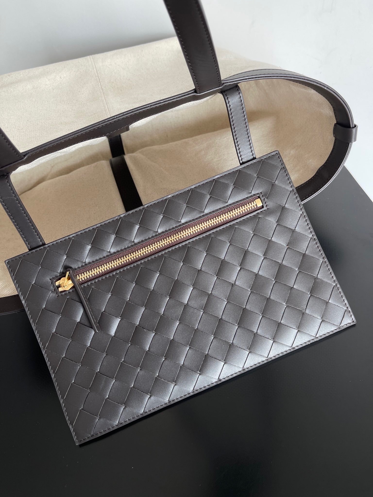 Bottega Veneta Medium Flip Flap Bag in Canvas with Fondant Leather 243