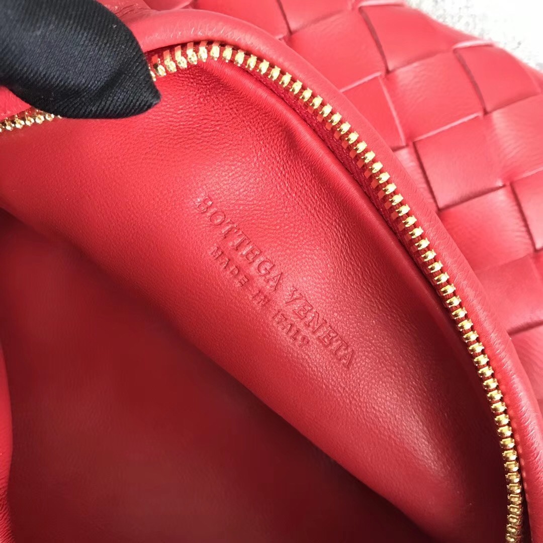 Bottega Veneta Mini BV Jodie Bag In Red Woven Leather 453